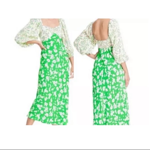 RIXO for Target 12 Daisy Long Sleeve Swing Dress Green New - Picture 5 of 6